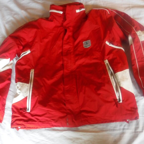 Fire + Ice Red Winter Jacket Coat Size 40 Large to XLarge Has Hood - Picture 2 of 12